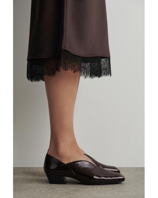 COS Red Angular Leather Heeled Ballerinas