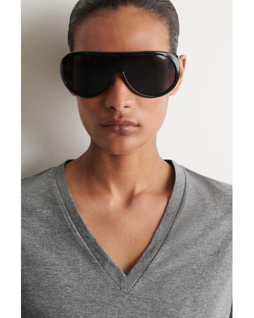 COS Gray Cotton V-Neck T-Shirt