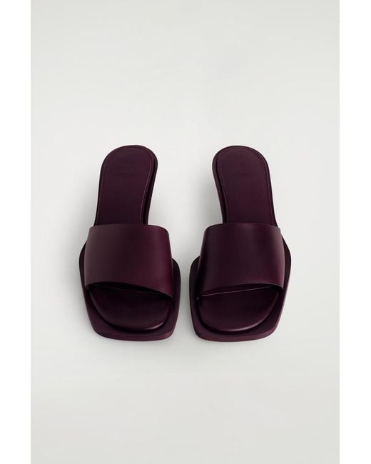 COS Red Leather Kitten-Heel Mules