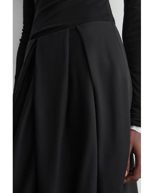 COS Black Pleated Wool Midi Tulip Skirt