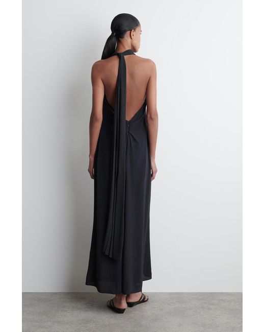 COS Cowl-Neck Maxi Dress in Black