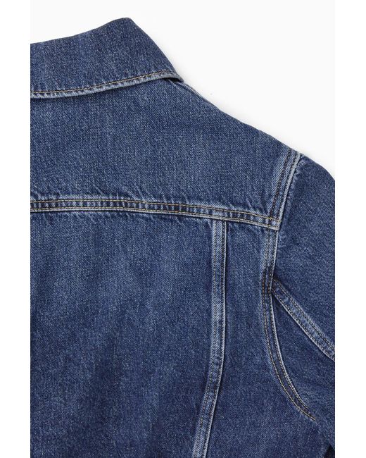 COS Cropped Denim Jacket in Blue | Lyst