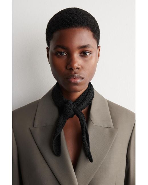 COS Black Open-Knit Triangle Scarf