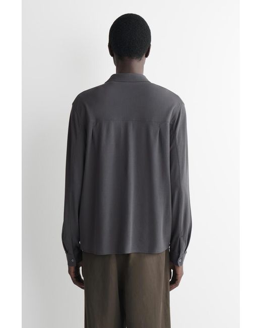 COS Black Draped Cotton-Jersey Shirt for men