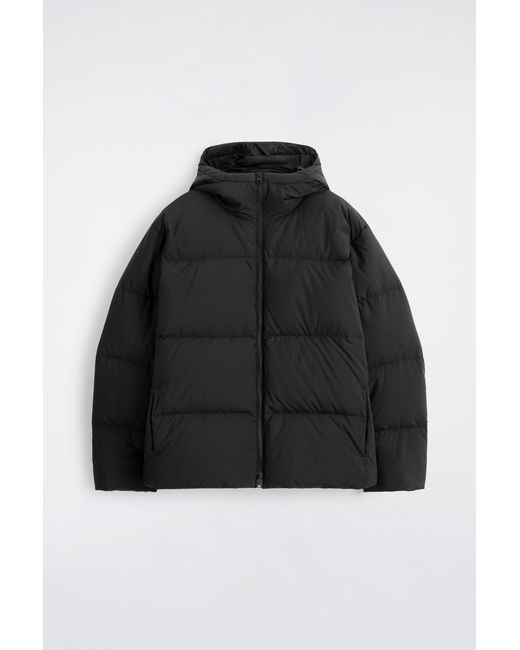 COS Black Hooded Down Puffer Jacket for men