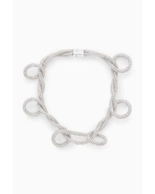 COS White Crystal-embellished Necklace