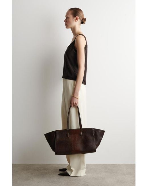 COS Brown Open-Knit Detail Tank Top