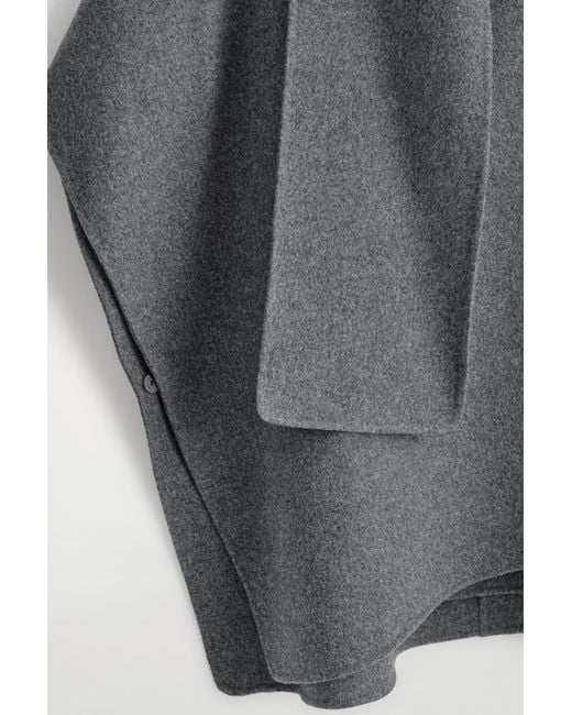 COS Gray Double-Faced Merino Wool Scarf Cape