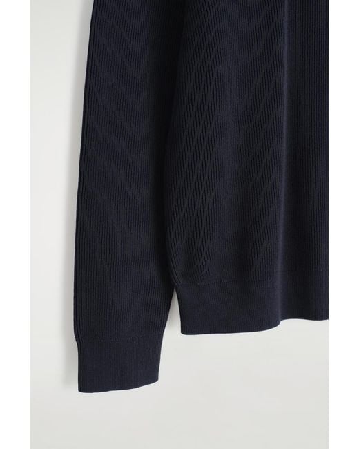 COS Blue Cotton Crew-Neck Sweater for men