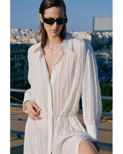 COS Black Slim Rectangular Sunglasses