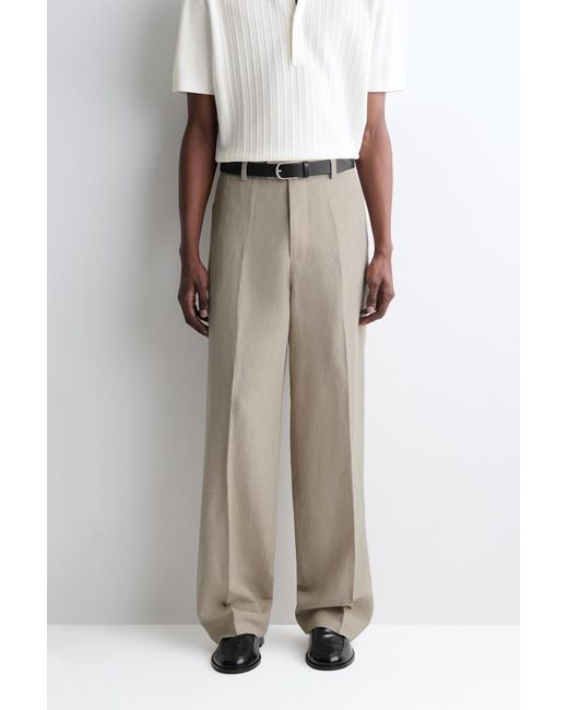 COS Natural Linen-Blend Relaxed-Fit Straight-Leg Trousers for men
