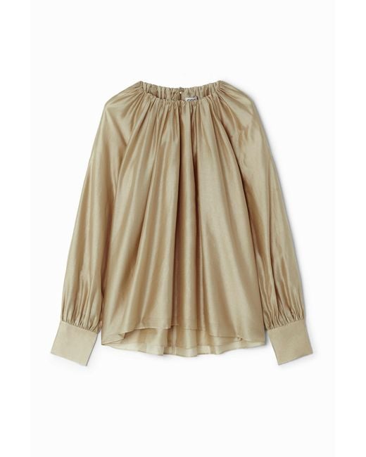 COS Natural Pleated Long-sleeved Blouse