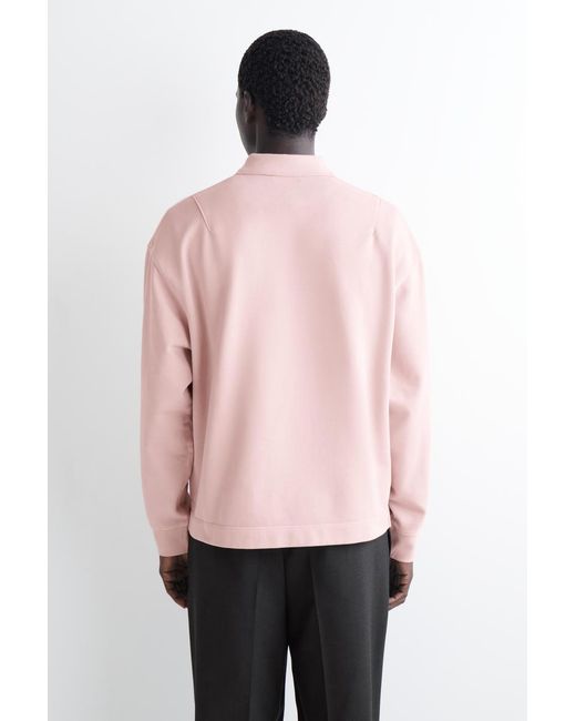 COS Pink Washed-Cotton Polo Sweatshirt for men