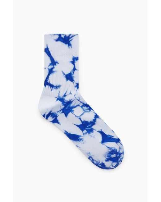 COS Blue Ribbed Tie-dye Socks for men