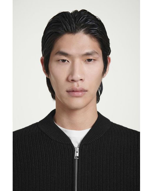 COS Black Merino Wool And Nylon Bomber Jacket for men