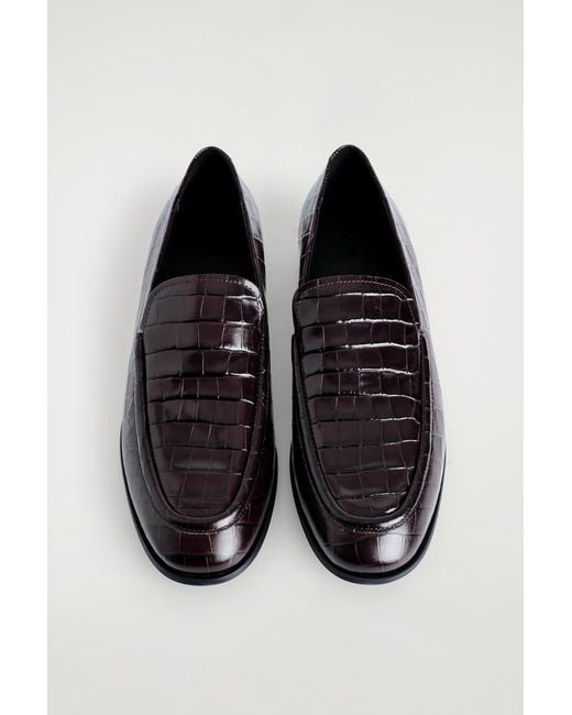 COS White Croc-Effect Leather Loafers