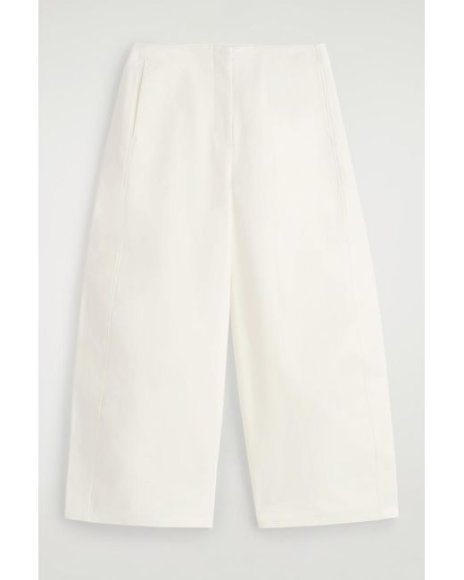 COS Natural Cropped Barrel-Leg Cotton Trousers
