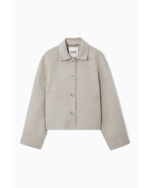 COS White Boxy Double-faced Wool Jacket