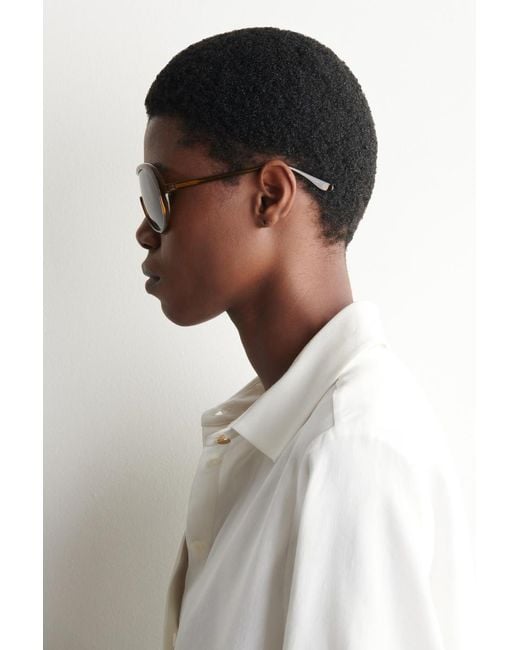COS Brown Oversized Aviator Sunglasses