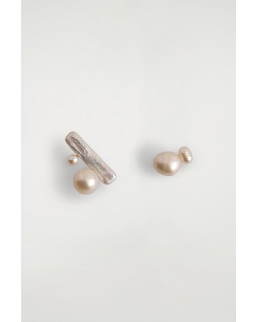 COS Multicolor Mismatched Freshwater Pearl Stud Earrings