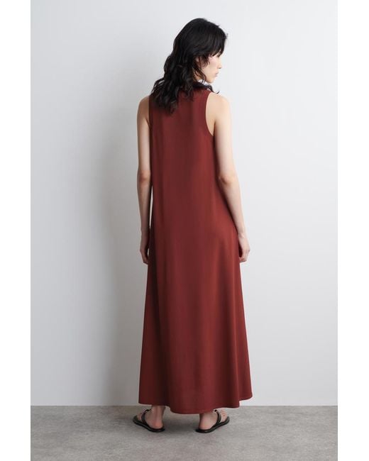COS Sleeveless Knitted Midi Dress in Red | Lyst