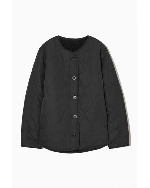COS Black Reversible Quilted Teddy Liner Jacket