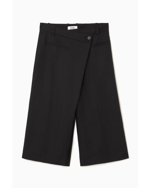 COS Black Wrap-front Culottes