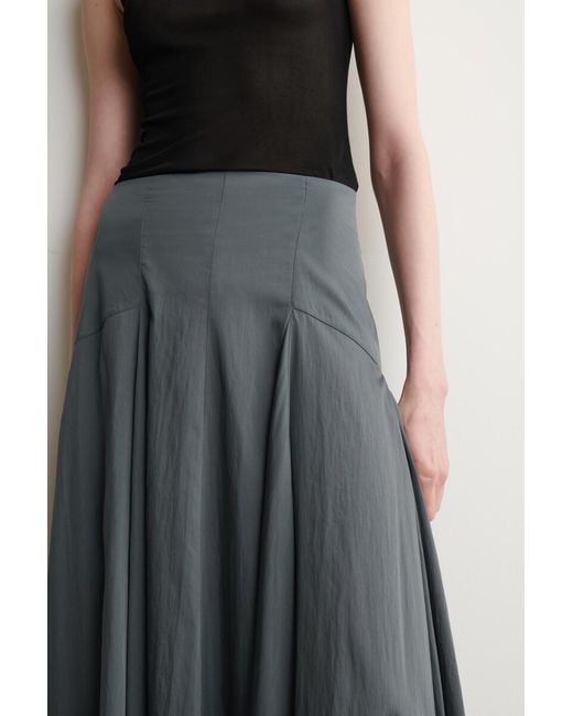 COS Gray Paneled A-Line Maxi Skirt