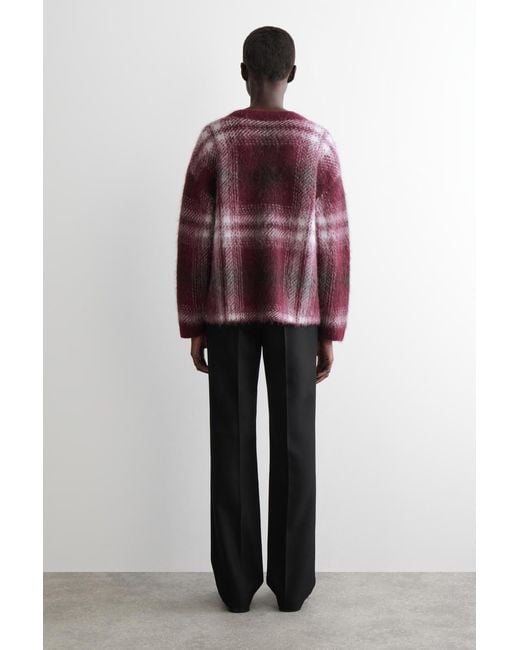 COS Purple Checked Alpaca-Blend Jumper