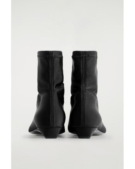 COS Black Pointed Scuba Sock Ankle Boots