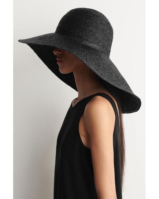 COS Black Wide-Brim Raffia Hat