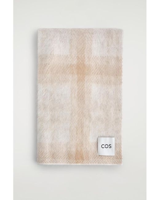 COS White Checked Alpaca-Blend Scarf