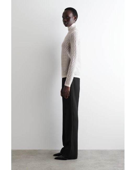 COS White Pointelle-Knit Mohair Jumper