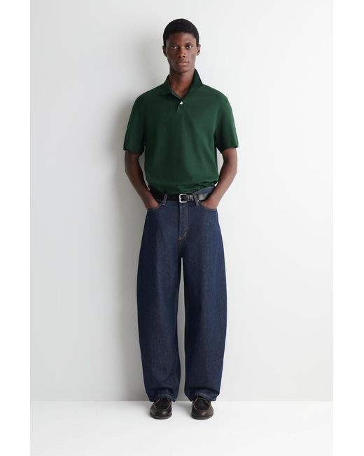 COS Green Interlock Cotton Polo Shirt for men