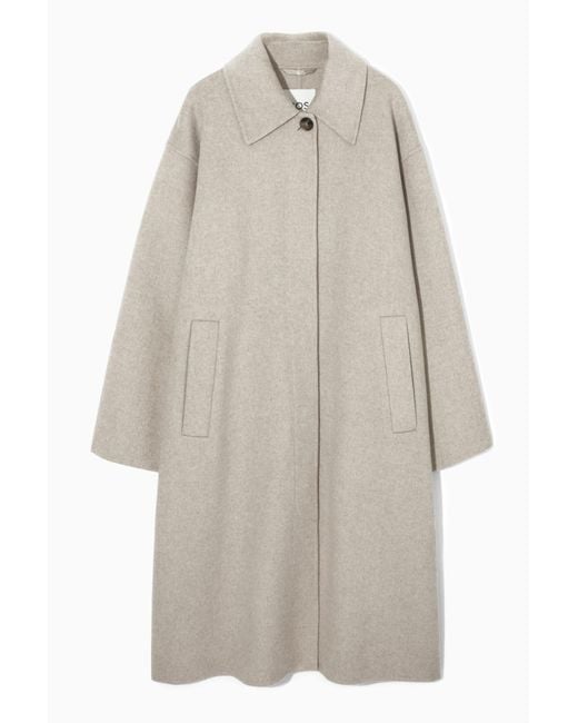 COS Gray Collared Double-faced Wool Coat