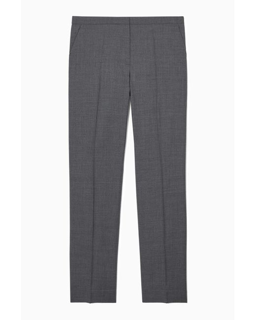 COS Gray Slim Tailored Wool Trousers