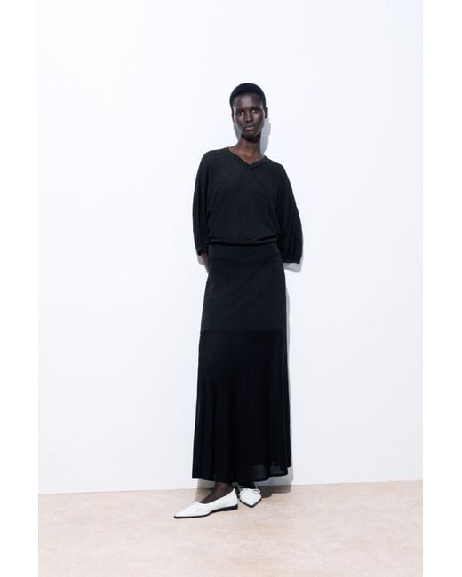 COS Black The Flared Knitted Maxi Skirt