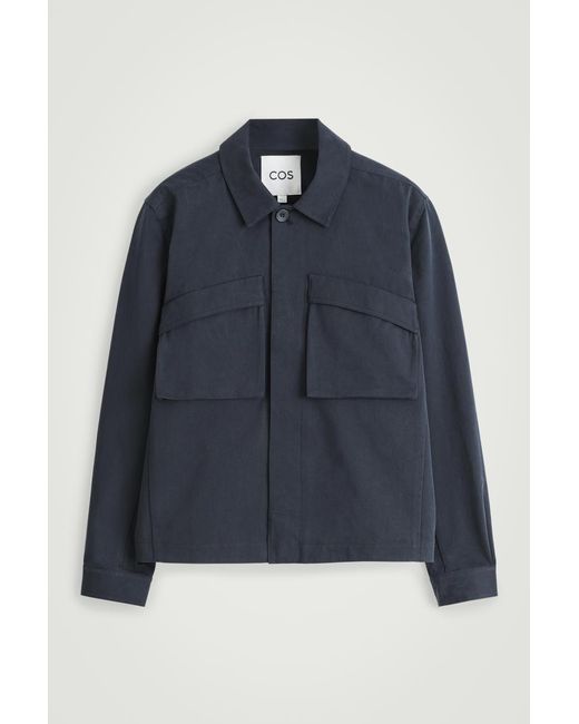 COS Blue Utility Cotton-Twill Overshirt for men