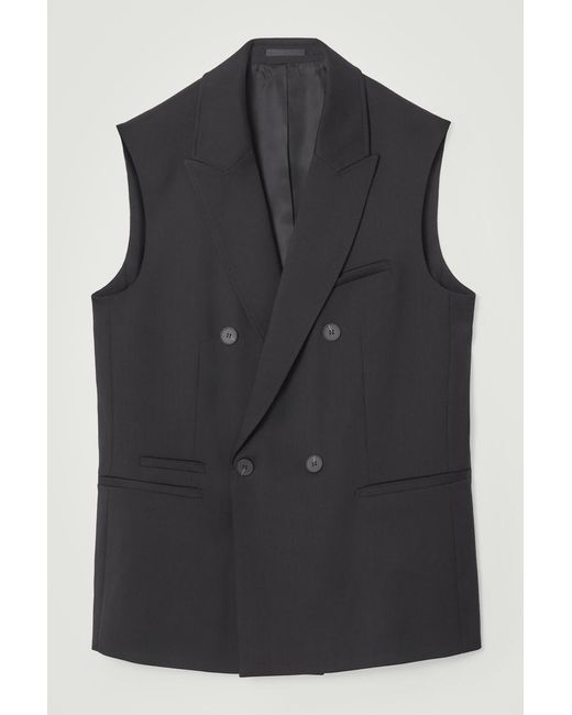 COS Black The Sleeveless Double-Breasted Blazer for men