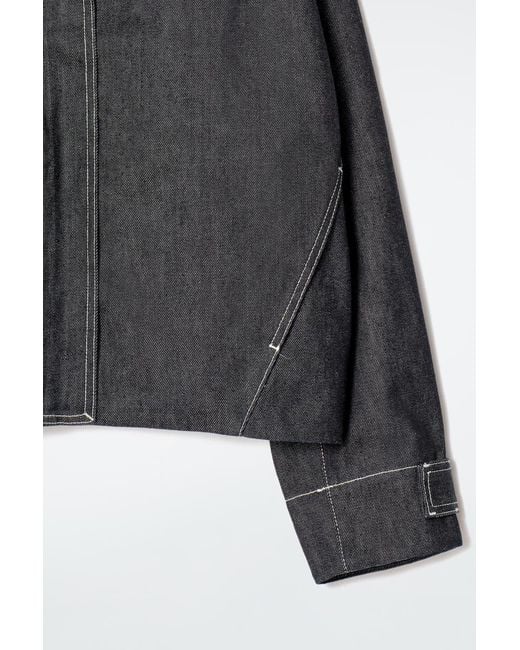COS Black Rounded Denim Bomber Jacket
