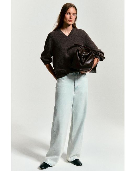 COS Brown Sculpted Cashmere V-Neck Jumper