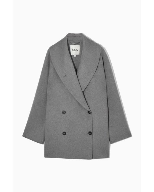 COS Gray Oversized Shawl-collar Wool Jacket