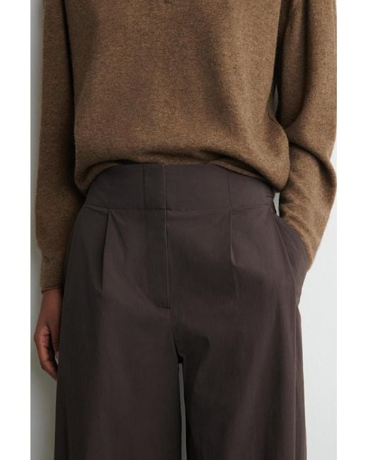 COS Brown Cotton Barrel-Leg Trousers