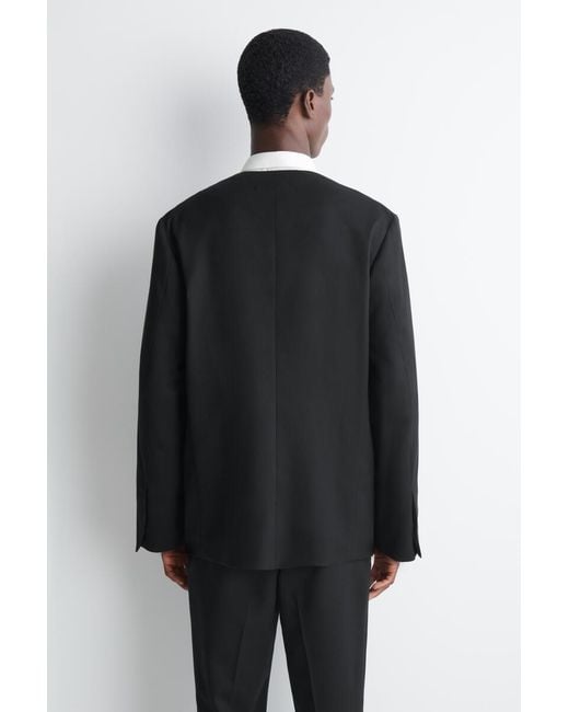 COS Black Collarless Wool Blazer for men