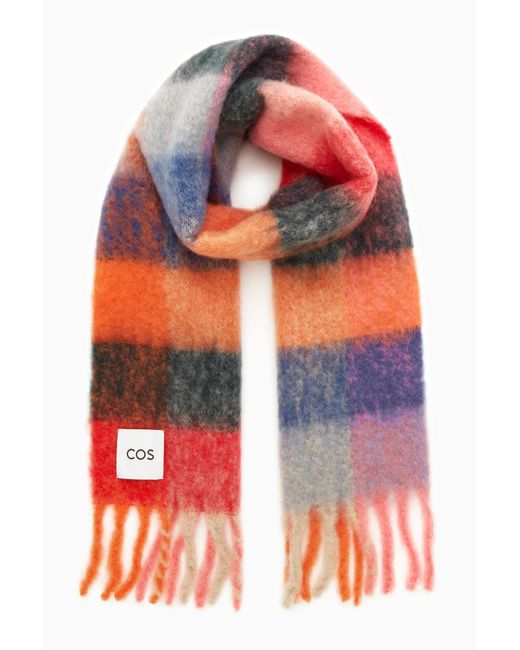 COS Red Oversized Mohair-blend Scarf