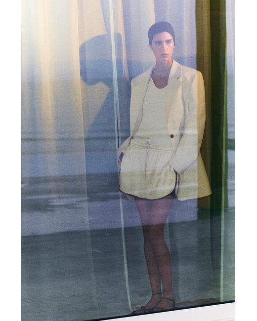 COS White Contrast-Piped Satin Track Shorts
