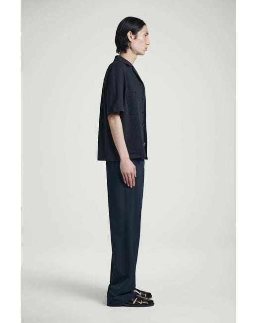 COS Blue Cotton-Seersucker Resort Shirt for men