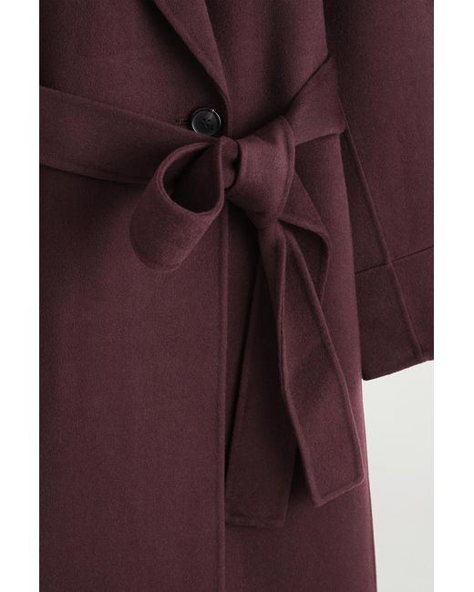 COS Red Belted Double-Faced Wool Long Coat