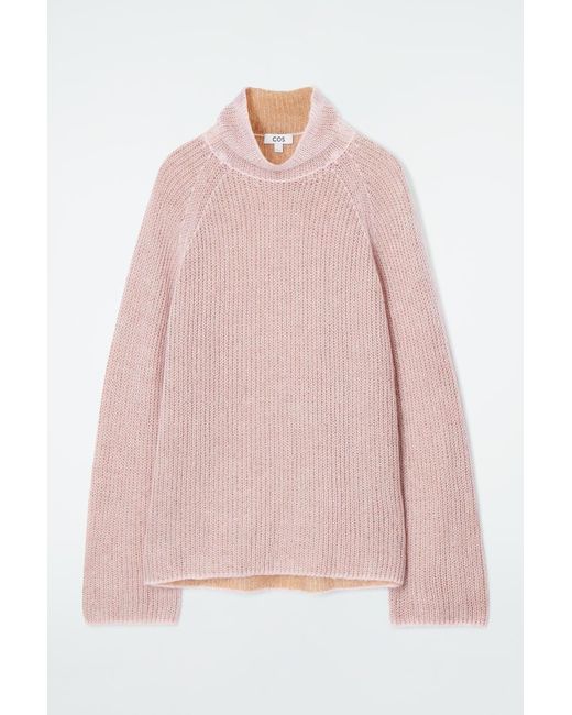 COS Pink Two-Tone Mohair Turtleneck Jumper