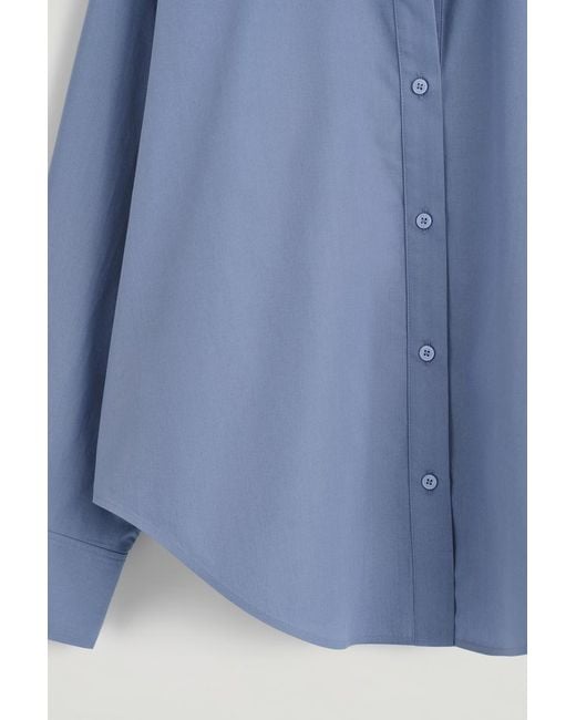 COS Blue Open-Collar Cotton Shirt